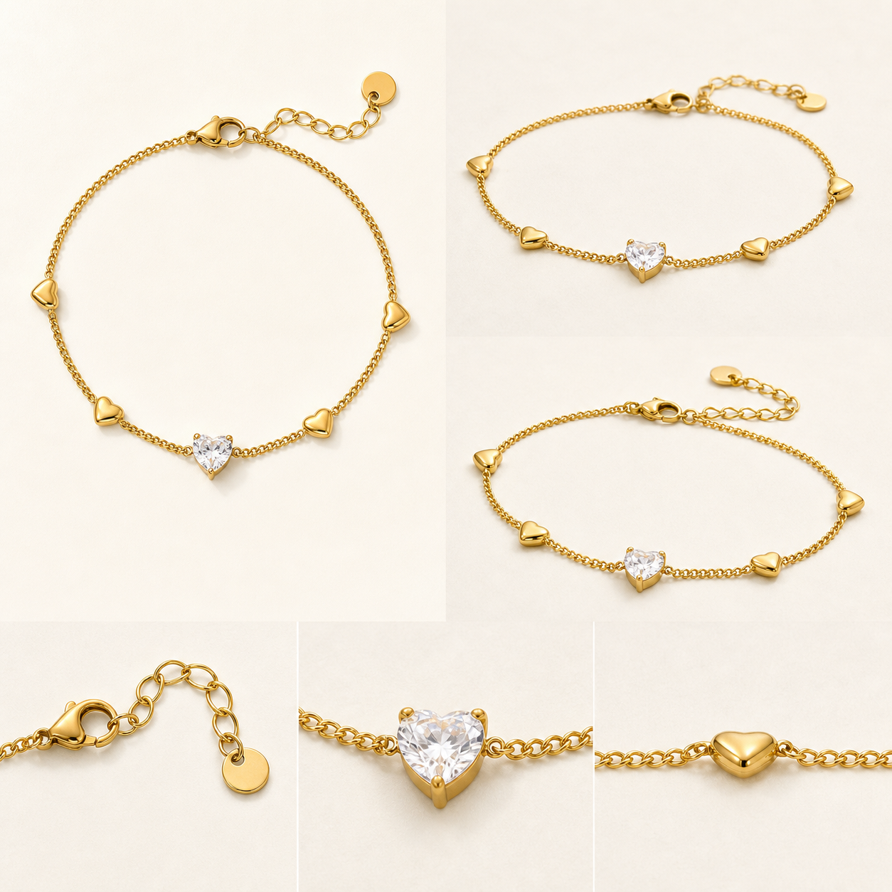 Sweetheart Crystal Bracelet | Gold & Silver Heart Bracelet