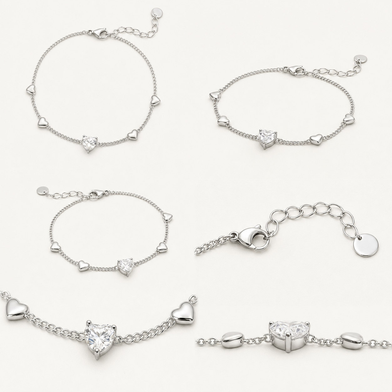 Sweetheart Crystal Bracelet | Gold & Silver Heart Bracelet