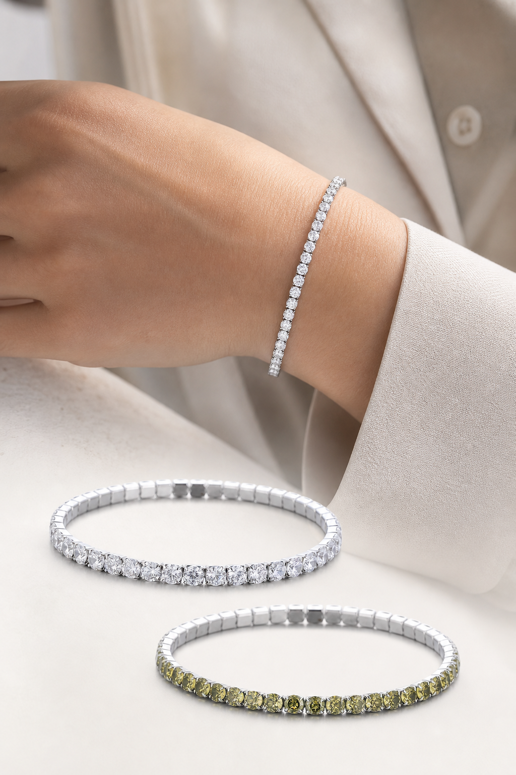 Clasp-Free 4mm Stretch Waterproof Tennis Bracelet